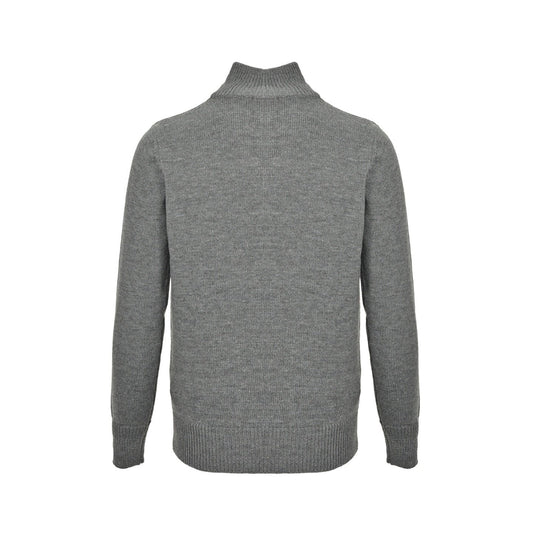 Celine Logo-Embroidered Wool & Cashmere Blend Half Zip Grey - afbeelding 2