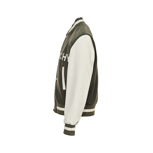 Givenchy Logo Jacket Varsity Jack In White Green Leather - afbeelding 2