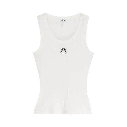 LOEWE Anagram Tank Top in Cotton – White & Black - afbeelding 1