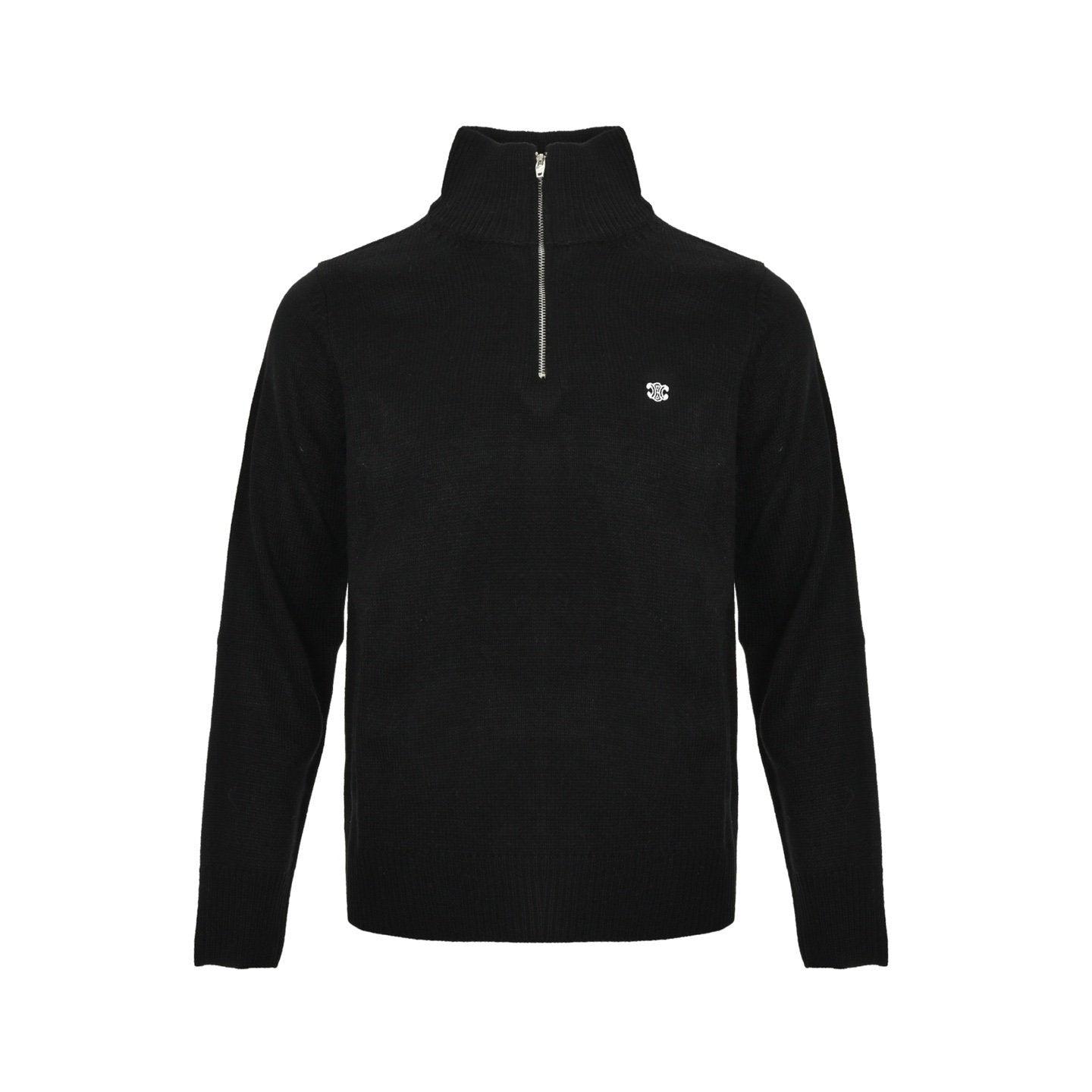 Celine Logo-Embroidered Wool &amp; Cashmere Blend Half Zip Black - afbeelding 1