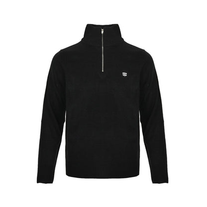 Celine Logo-Embroidered Wool &amp; Cashmere Blend Half Zip Black - afbeelding 1