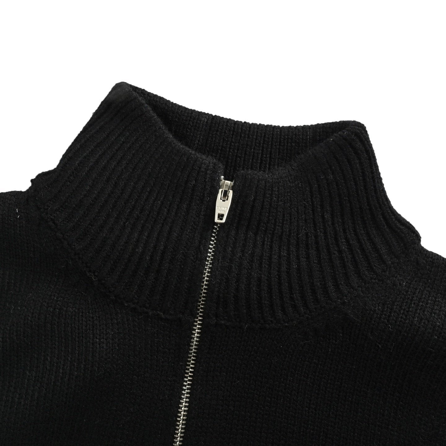 Celine Logo-Embroidered Wool &amp; Cashmere Blend Half Zip Black - afbeelding 5