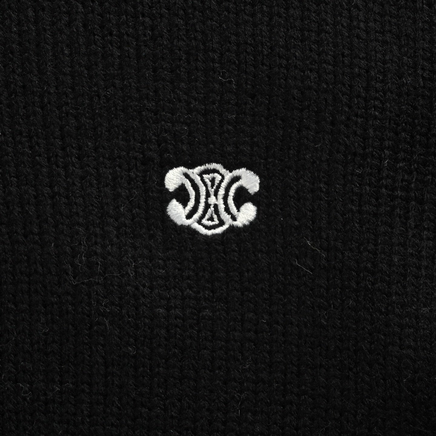 Celine Logo-Embroidered Wool &amp; Cashmere Blend Half Zip Black - afbeelding 4
