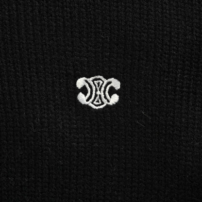 Celine Logo-Embroidered Wool &amp; Cashmere Blend Half Zip Black - afbeelding 4