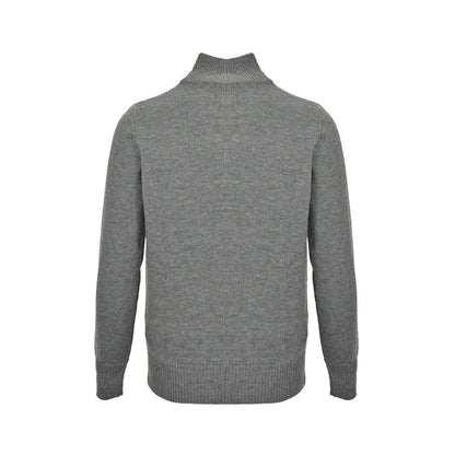 Celine Logo-Embroidered Wool &amp; Cashmere Blend Half Zip Grey - afbeelding 2