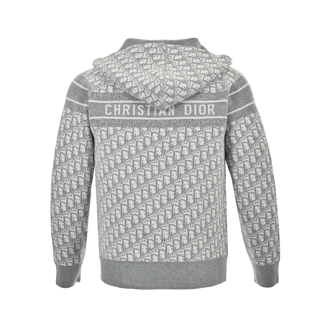 Dior Reversible Printed Cashmere Zip Hoodie Grey - afbeelding 2