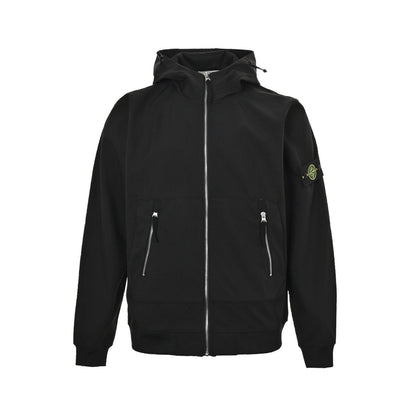 Stone Island Soft Shell-R Hooded Jacket Black - afbeelding 1