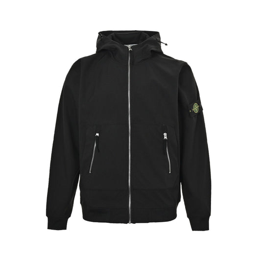 Stone Island Soft Shell-R Hooded Jacket Black - afbeelding 1