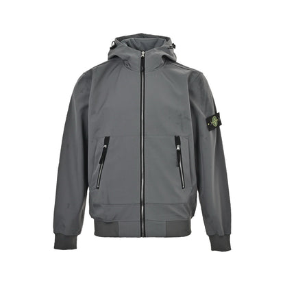 Stone Island Soft Shell-R Hooded Jacket Grey - afbeelding 1