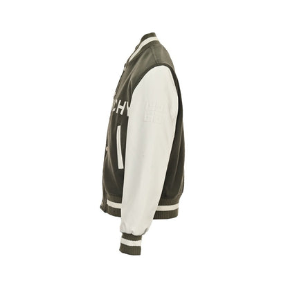 Givenchy Logo Jacket Varsity Jack In White Green Leather - afbeelding 2