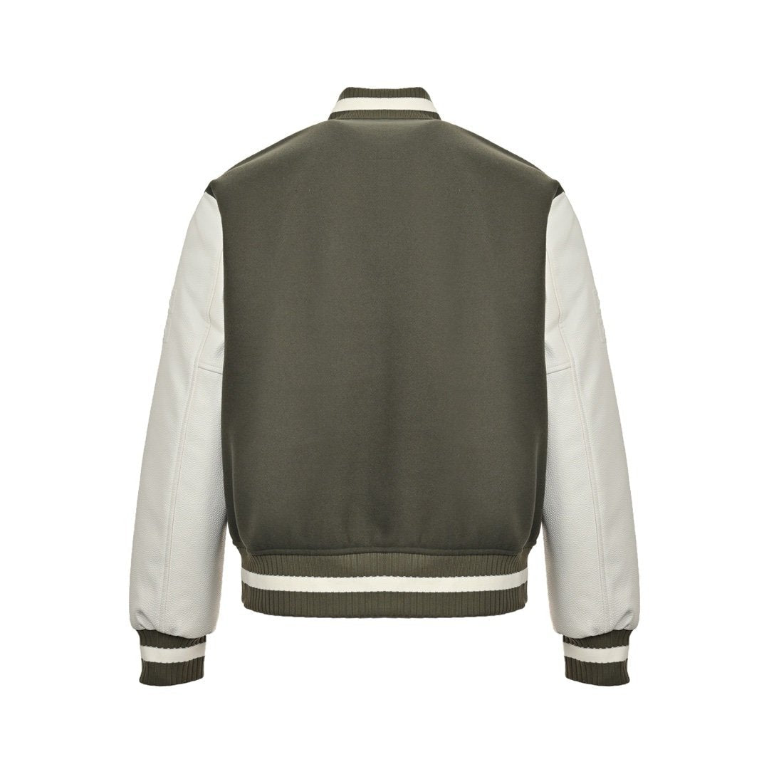 Givenchy Logo Jacket Varsity Jack In White Green Leather - afbeelding 3