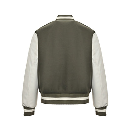 Givenchy Logo Jacket Varsity Jack In White Green Leather - afbeelding 3