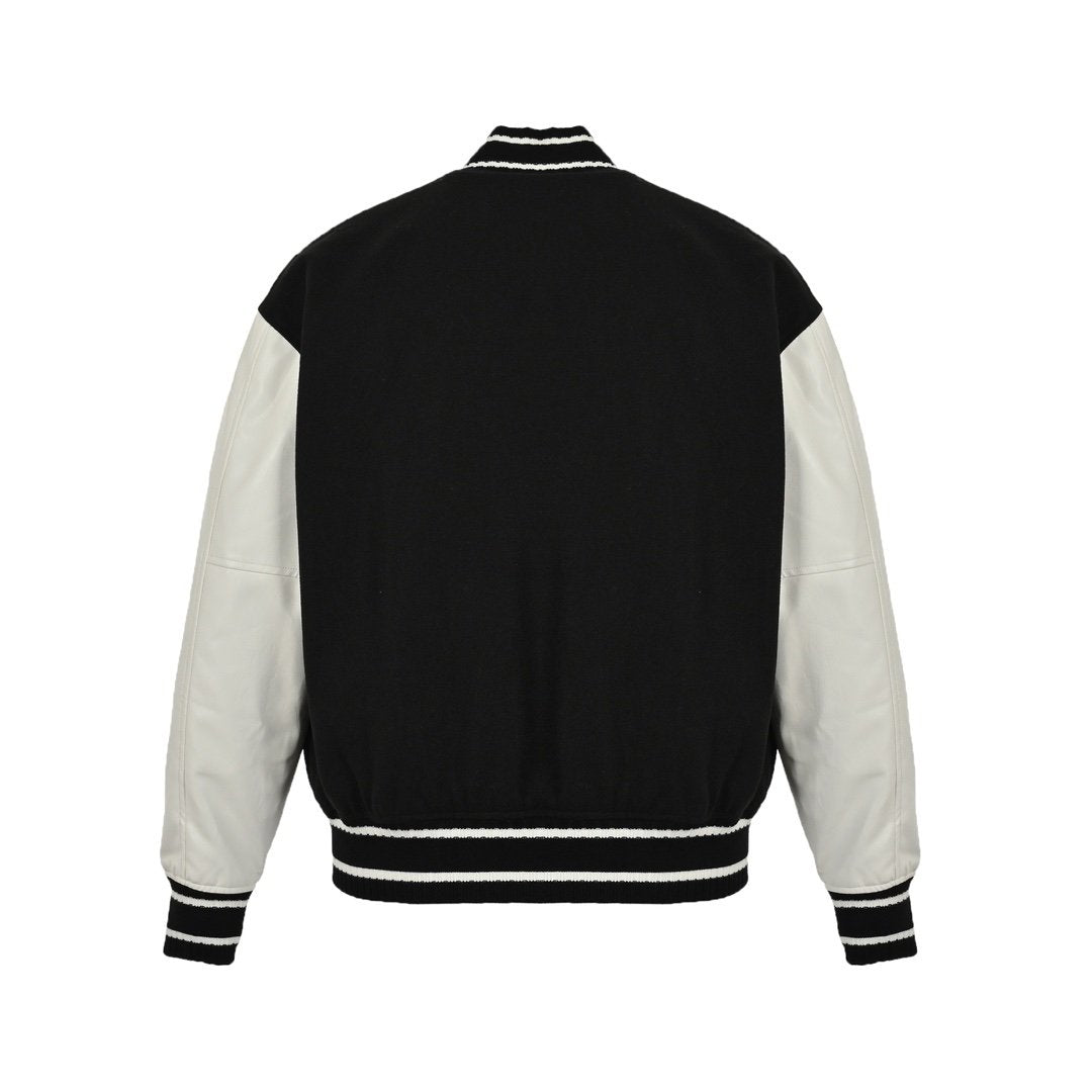 Givenchy Logo Jacket Varsity Jack In White Black Leather - afbeelding 3