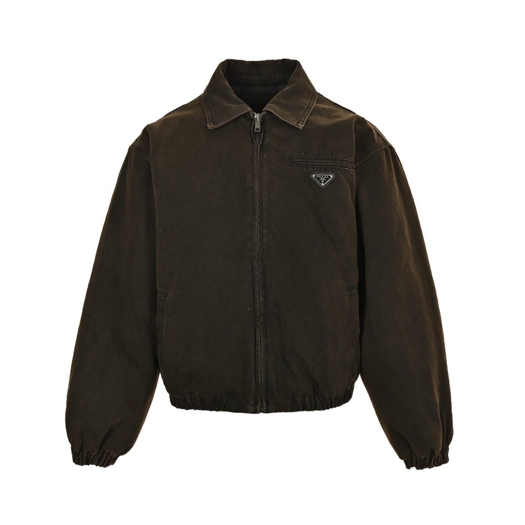 Prada Padded Denim Blouson Jacket Brown - afbeelding 1