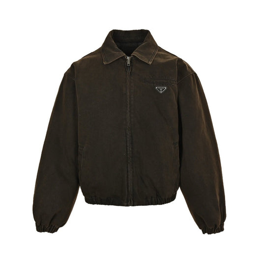 Prada Padded Denim Blouson Jacket Brown - afbeelding 1