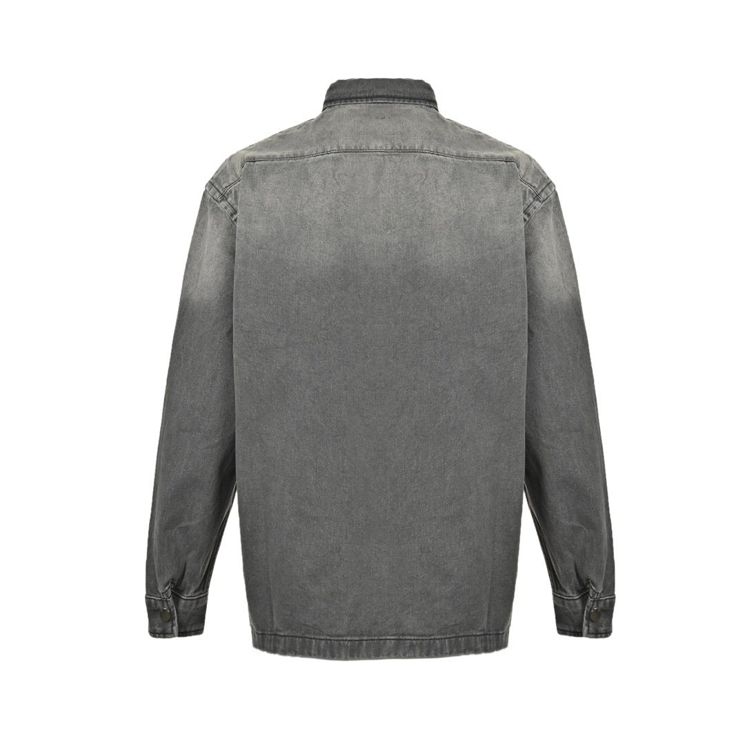 Prada Embellished Denim Jacket In Grey - afbeelding 3