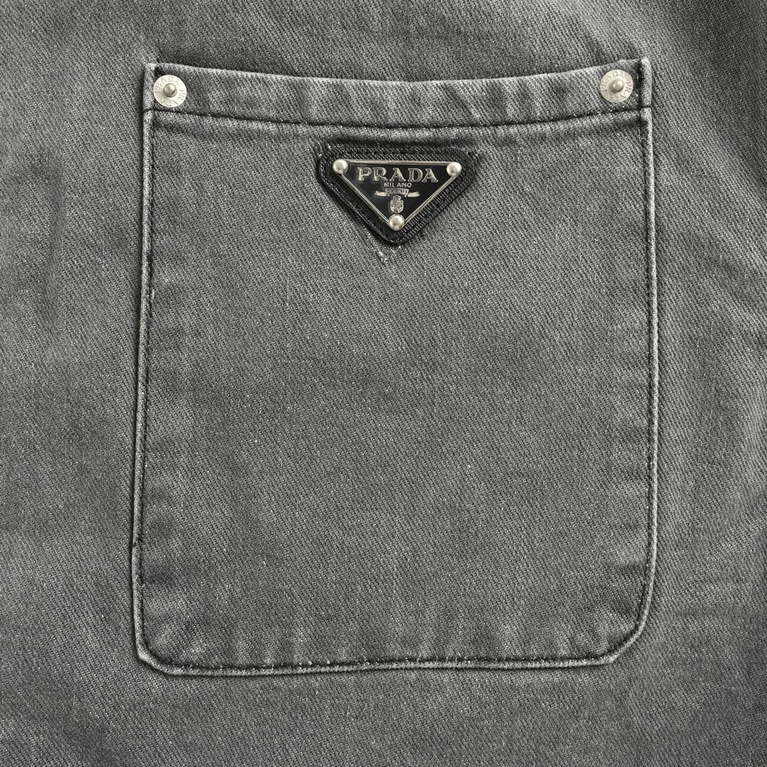 Prada Embellished Denim Jacket In Grey - afbeelding 5