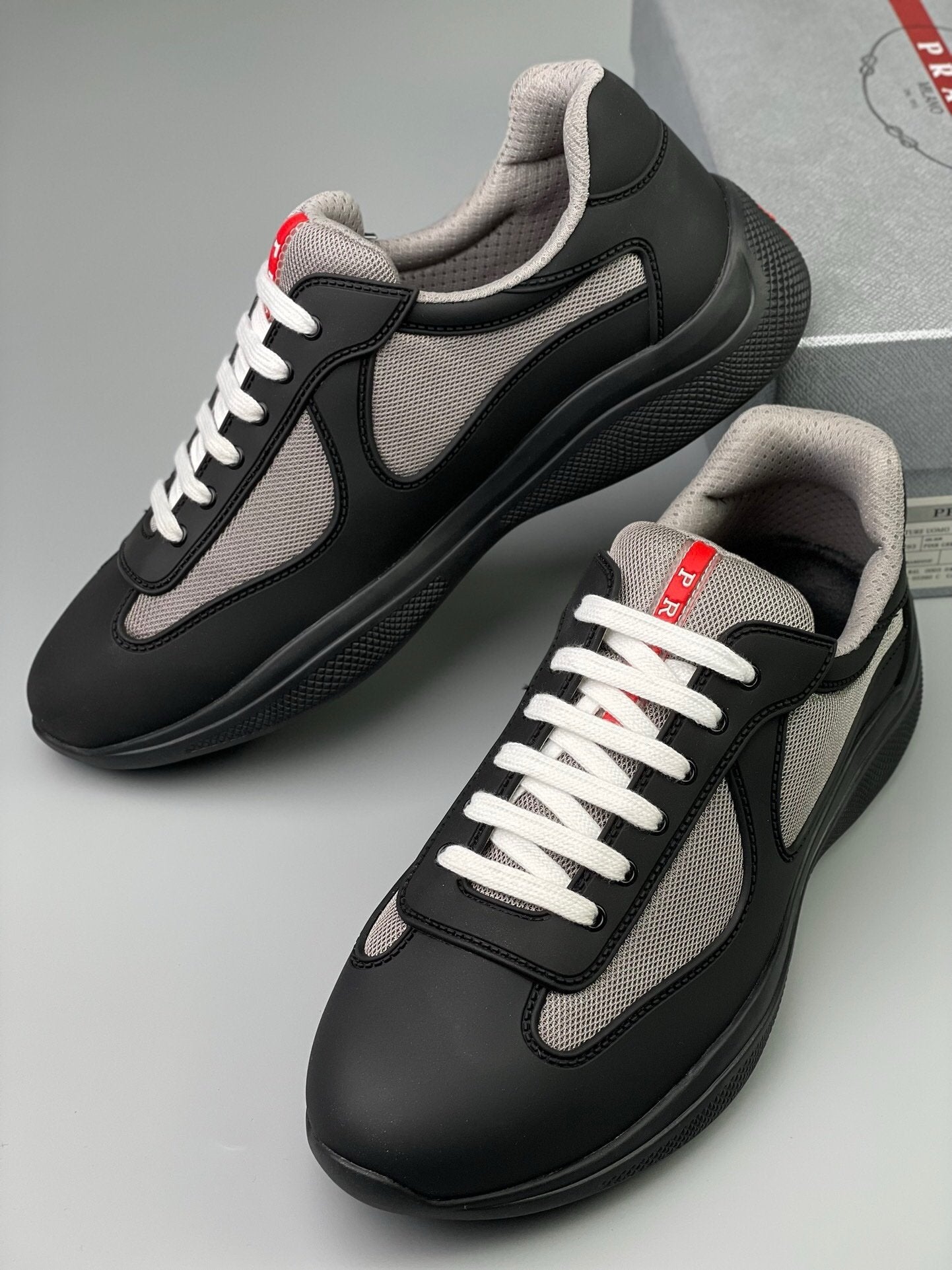 Prada Americas Cup Black Grey Trainers - afbeelding 7