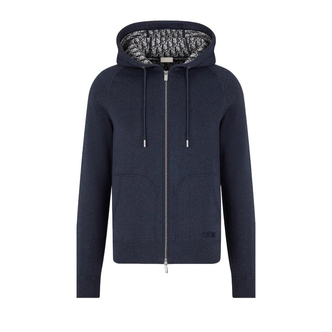 Dior Cashmere Hooded Jacket Navy Blue - afbeelding 1