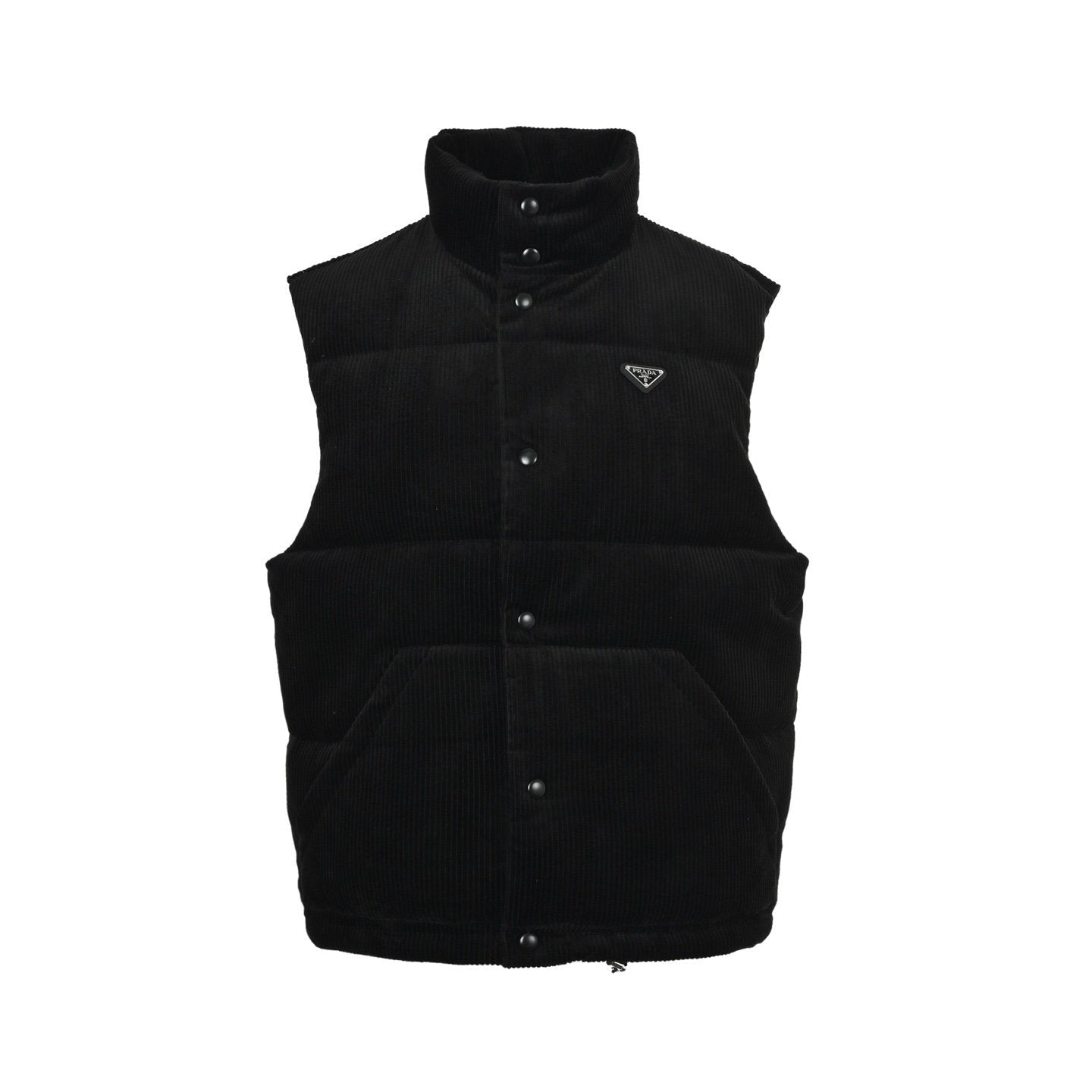 Prada Down-Filled Cotton Corduroy Bodywarmer In Black - afbeelding 1