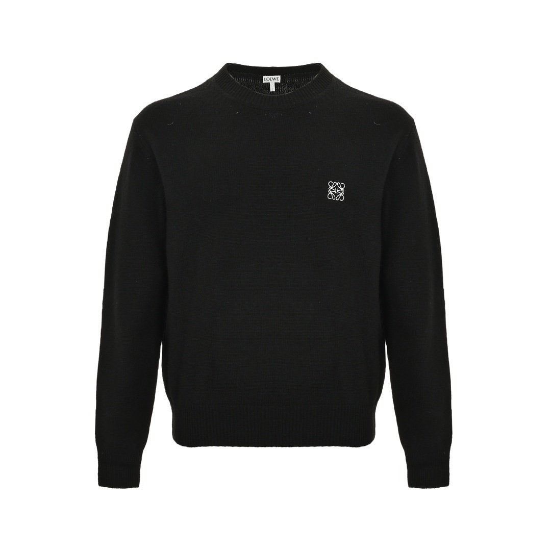 Loewe Anagram Logo Embroidered Wool Sweater In Black - afbeelding 1