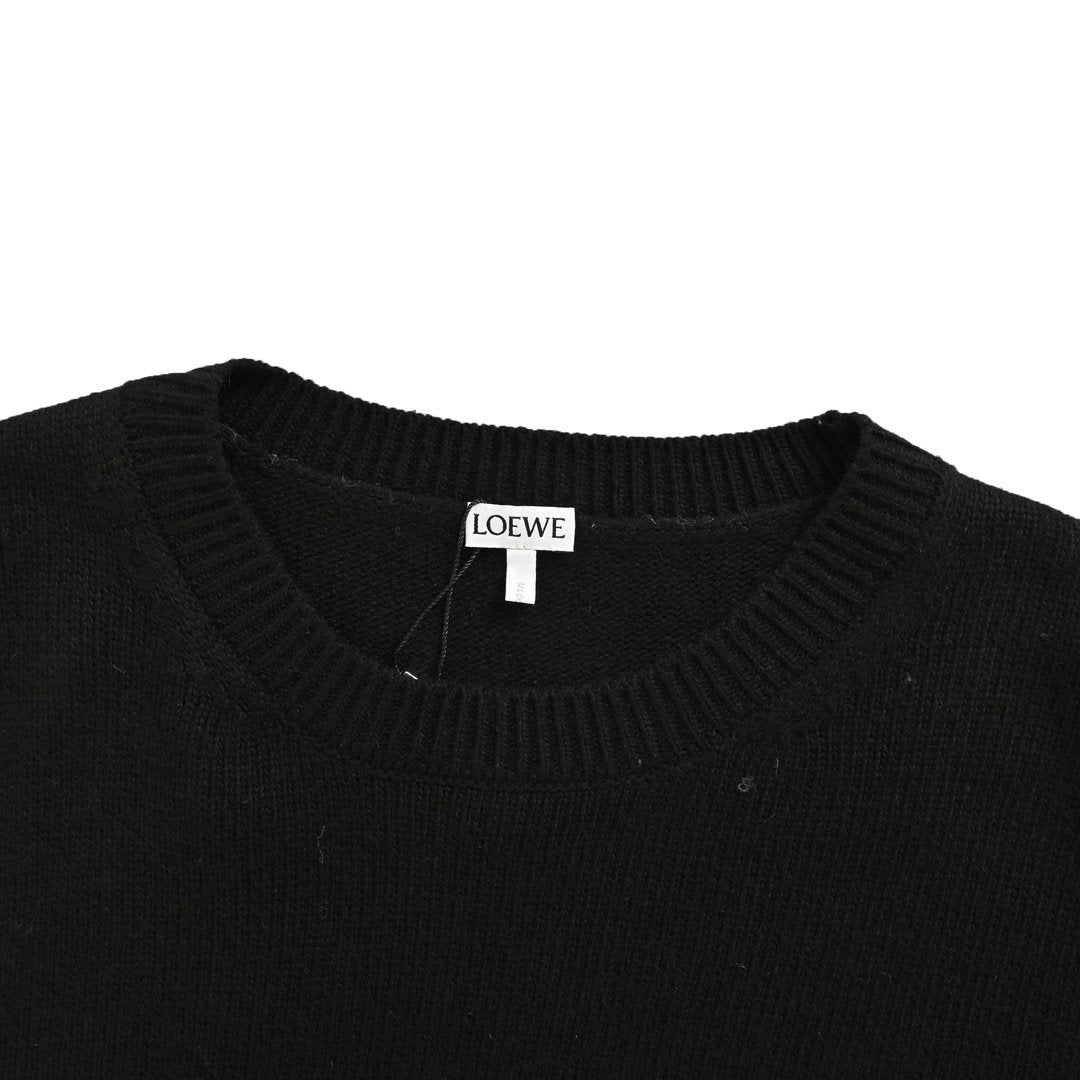 Loewe Anagram Logo Embroidered Wool Sweater In Black - afbeelding 4