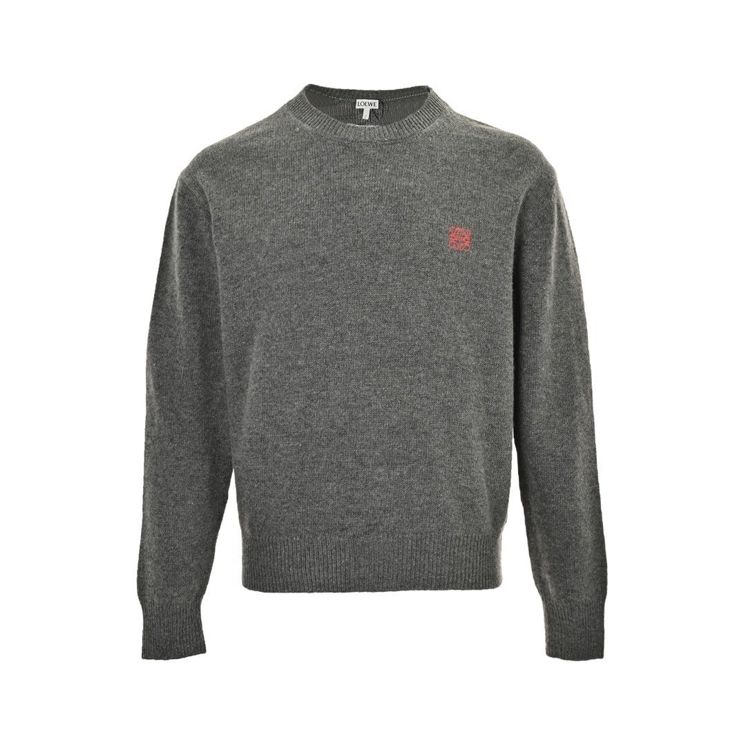 Loewe Anagram Logo Embroidered Wool Sweater In Grey - afbeelding 1