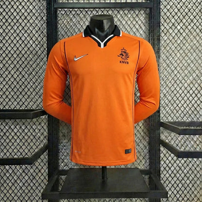 Nederland 1998 Home Long Sleeve Retro Jersey - afbeelding 1