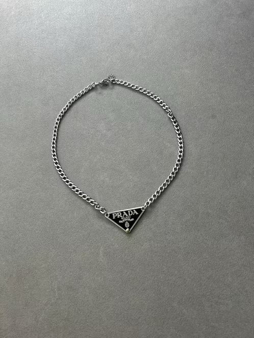 Prada Triangle Logo Ketting – Silver - afbeelding 2